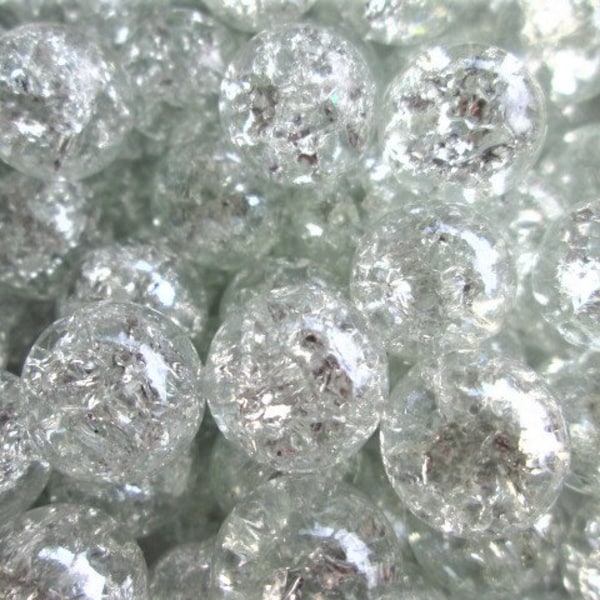 14mm- 10 Cracked Marbles, Fried Marbles, Clear Cracked Marbles 10 Pieces