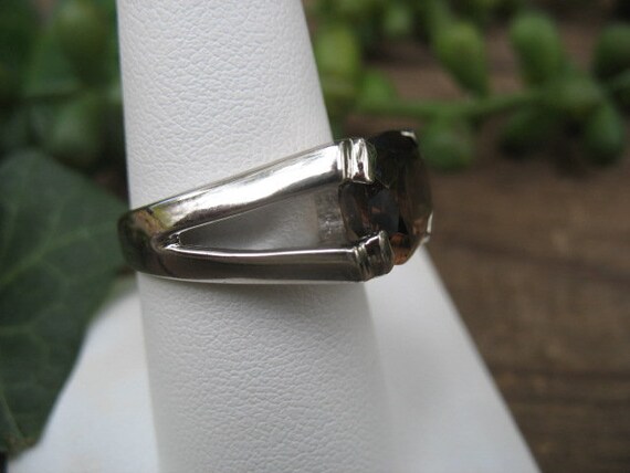 Smoky Quartz Unisex Ring Sterling Silver Size 8 - image 4