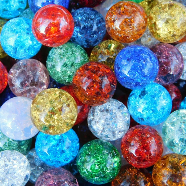 14mm - 10 Fried Cracked Marbles, Fried Marbles, Cracked Fried Marbles, 14mm Fried Cracked Marbles, 9/16"