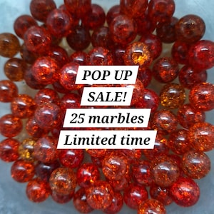 13.5-14mm - 25 pcs Cracked Marbles, Fried Marbles," Glowing Ember" Cracked Fried Marbles, Old Fashion Marbles, Fried Cracked Marbles, Glass