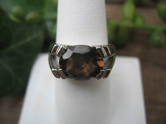Smoky Quartz Unisex Ring Sterling Silver Size 8 - image 5