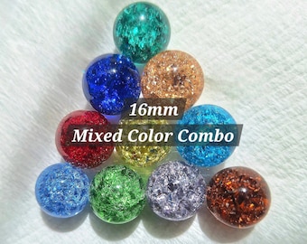 16mm - 10 pcs.  Cracked Marbles, Fried Marbles, Mixed Colored Marbles, Combo2, Vintage Style Marbles, Old Fashion Marbles,  Marbles, 10 pcs