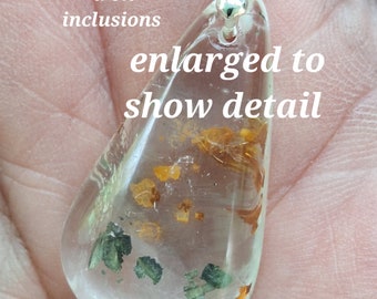 Quartz With Inclusions, Crystal Necklace, Quartz Necklace, Quartz Crystal Necklace including 18" Sterling Silver Chain