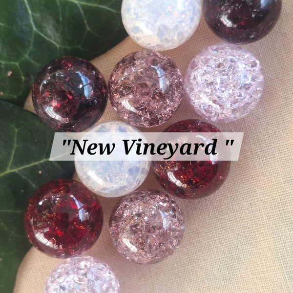 14/15mm - 10 'Vineyard' Cracked Marbles, Fried Marbles 9/16" and 5/8", Cracked Fried Marbles,  Glass Marbles Old Fashion Marbles, 10 pcs