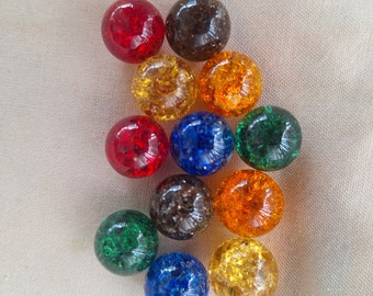 14mm - 12 pieces Cracked Marbles, Fried Marbles 9/16", '' Plain and Peanut M&Ms", Cracked Fried Marbles, Old Fashion Marbles, 14mm (+/-)