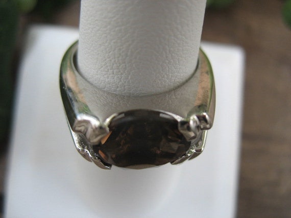 Smoky Quartz Unisex Ring Sterling Silver Size 8 - image 6