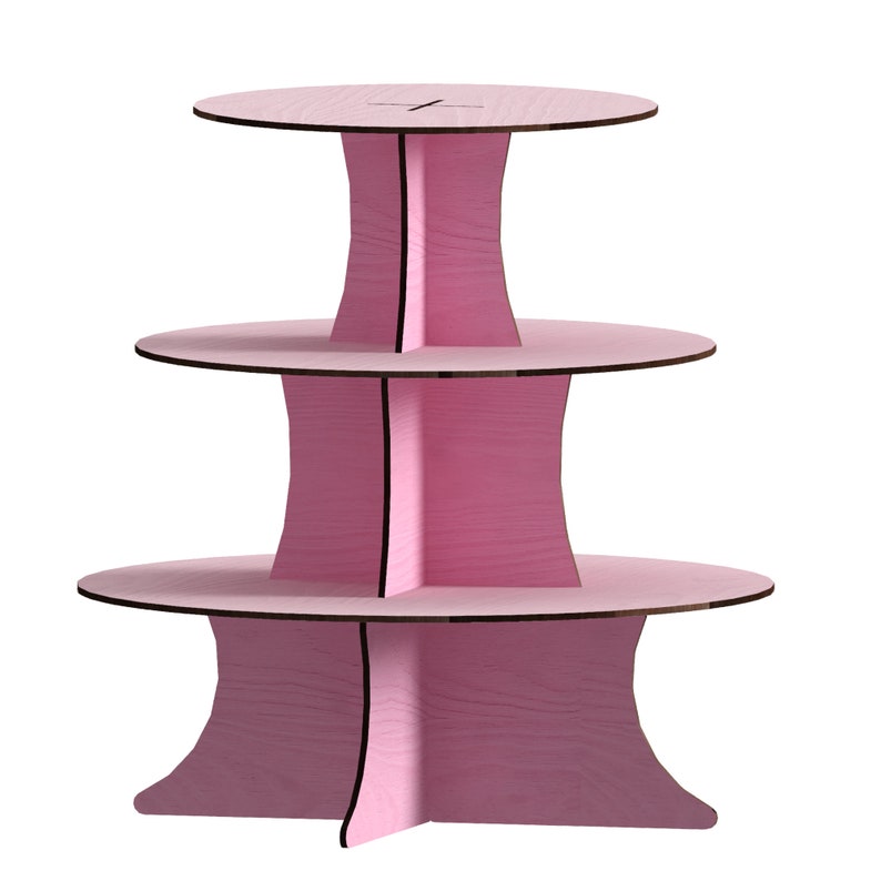 3 Tier Round Cupcake Stand Laser Cut Files Laser Cut Etsy