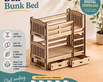 Laser Cut Doll Bunk Bed  (SVG, DXF, PDF)