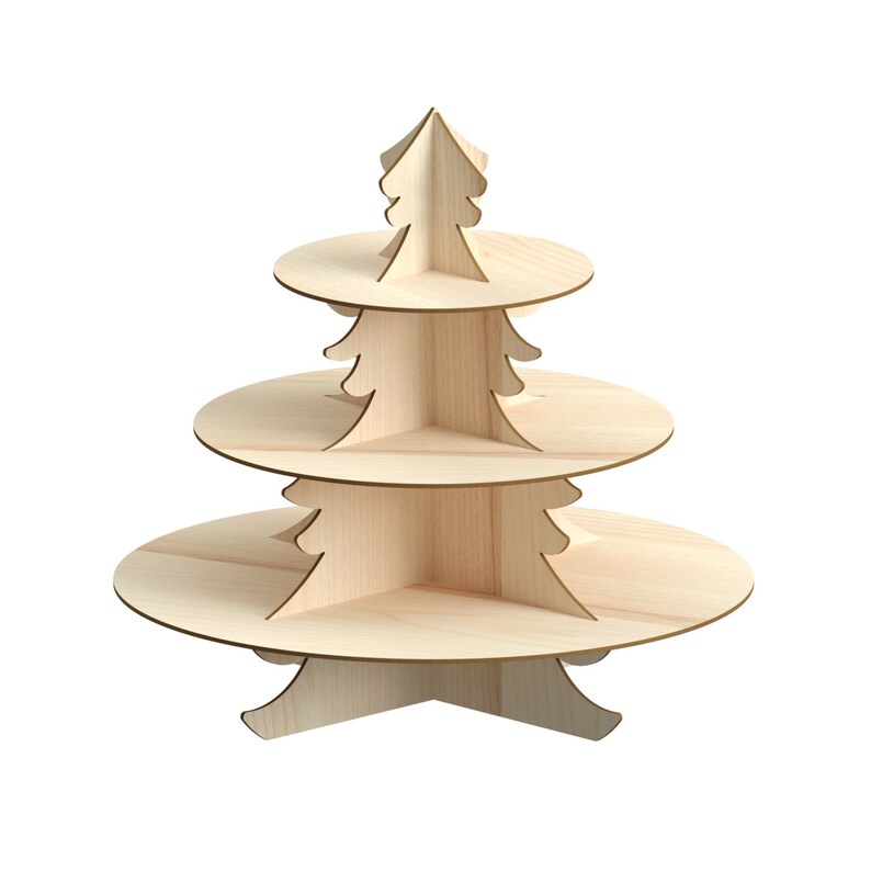3 Tier Tree Christmas Cupcake Stand Laser Cut Files Etsy