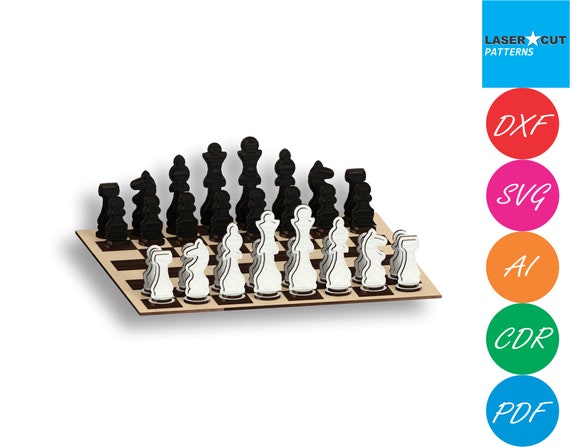 Laser Cut Engraved Chess Set Free Vector cdr Download 