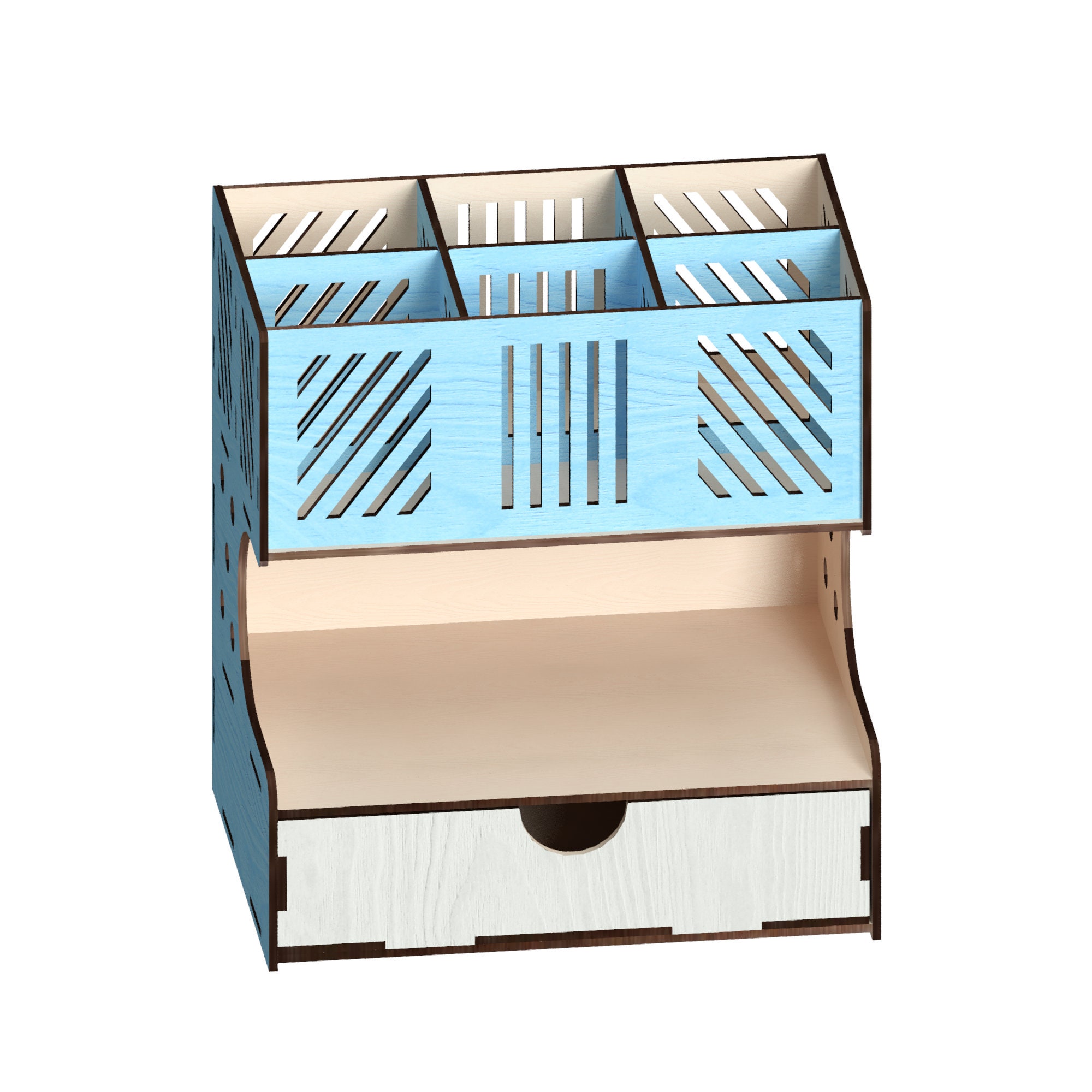 Desk Organizer Laser Cut Files Svgdxfpdfaicdreps Etsy