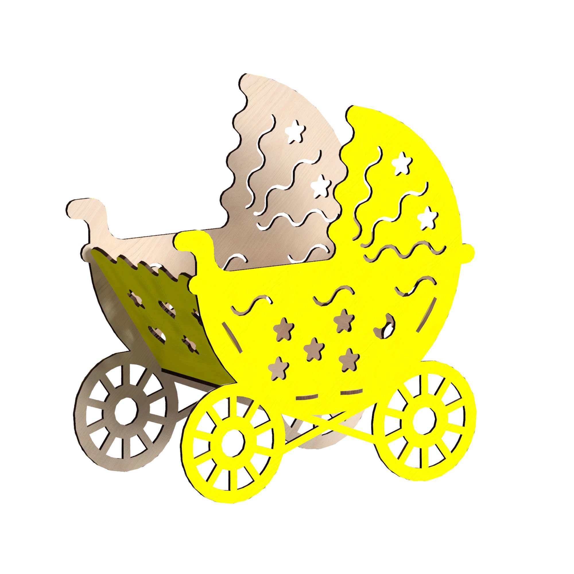 Baby Shower StrollerLaser Cut Files laser cut template | Etsy