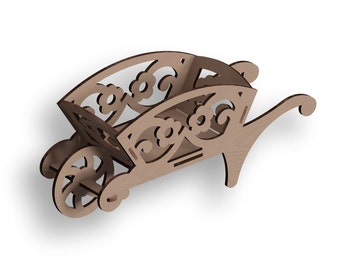 Wheelbarrow Flowers,Laser Cut Files, laser cut template, Vector for Laser, laser cut pattern, vector model,vector plan,Instant download
