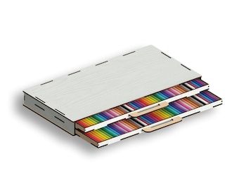 Patrón de caja de 100 lápices de colores cortado con láser (descarga digital)