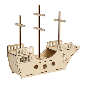 Archivos de corte láser de barco pirata, modelo vectorial (descarga digital)