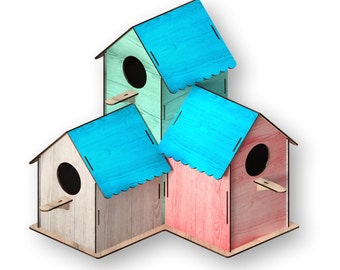 Archivos para corte láser de casitas para pájaros: SVG, PDF, DXF (Descarga instantánea)
