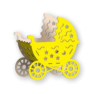 Baby Shower Stroller,laser Cut Files, Laser Cut Template, Vector for