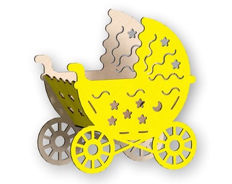Baby Shower Stroller Laser Cut File: Vector Template (Digital Download)