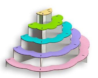 Archivos de corte láser para soporte de cupcakes con forma de escalera: Plantilla vectorial (descarga digital)