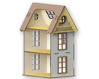 Archivos cortados con láser para casas de muñecas: SVG, DXF, PDF (descarga instantánea)