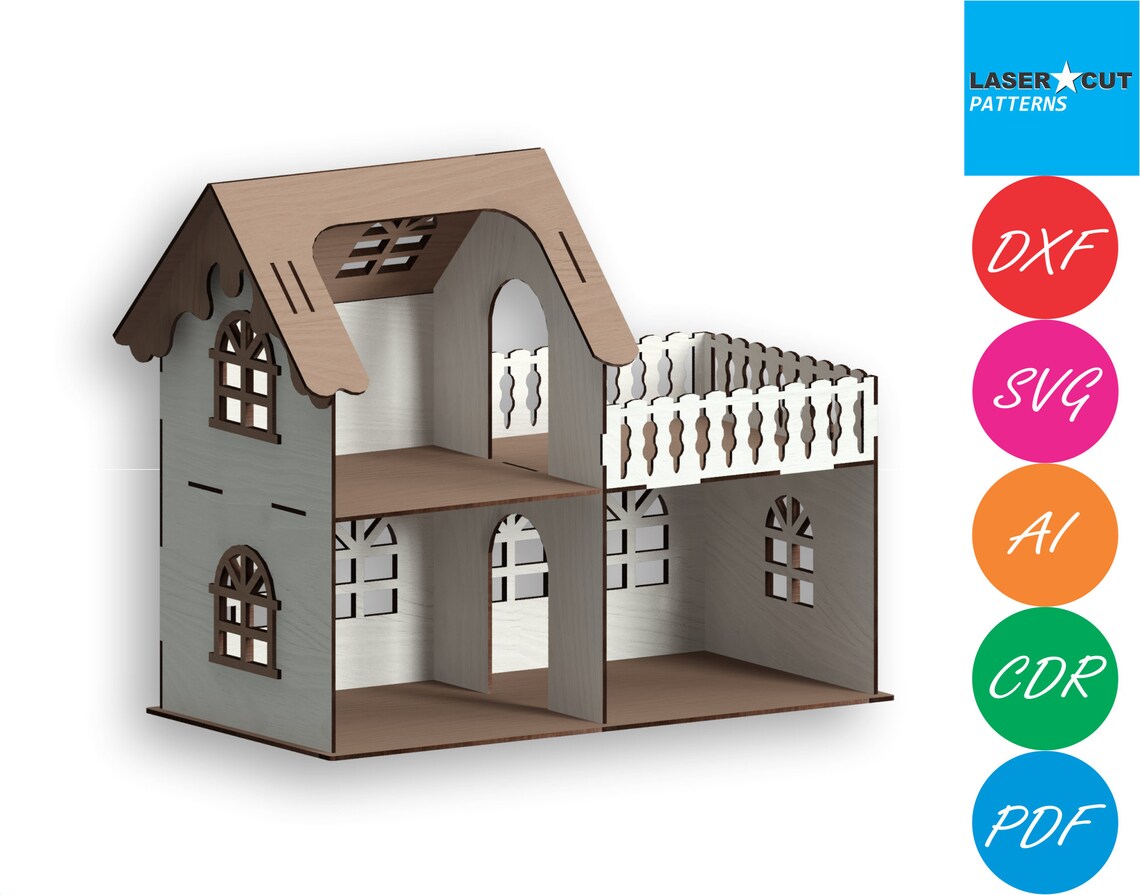 Dollhouse Laser Cut Files laser cut template Vector for Etsy
