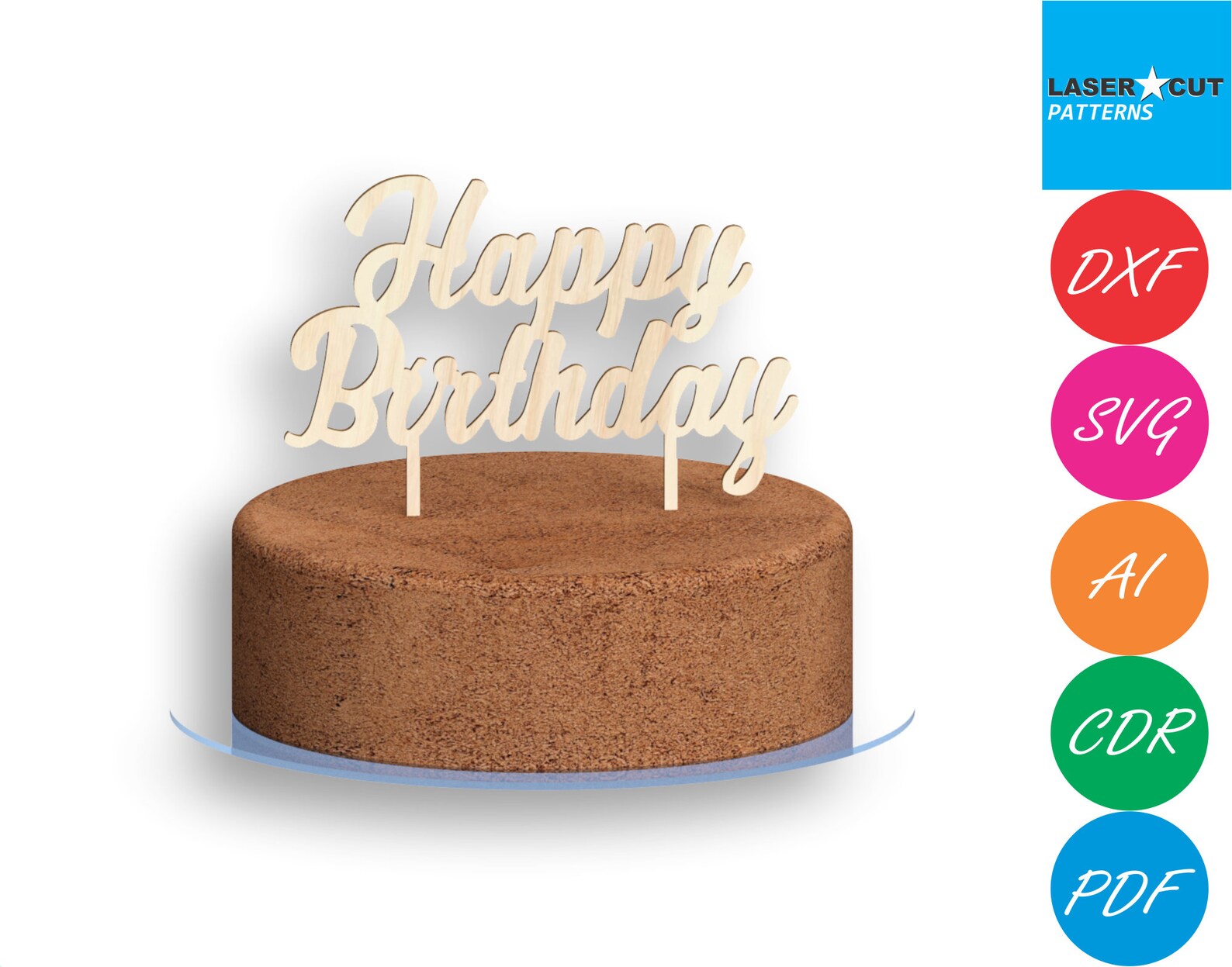 Happy Birthday Cake Topper Laser Cut Files Laser Cut - Etsy