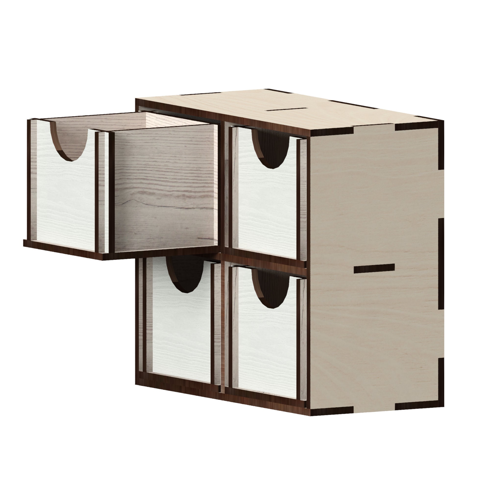 Box With Drawers 2x2,laser Cut Files - Svg+dxf+pdf+ai+cdr+eps - Laser ...