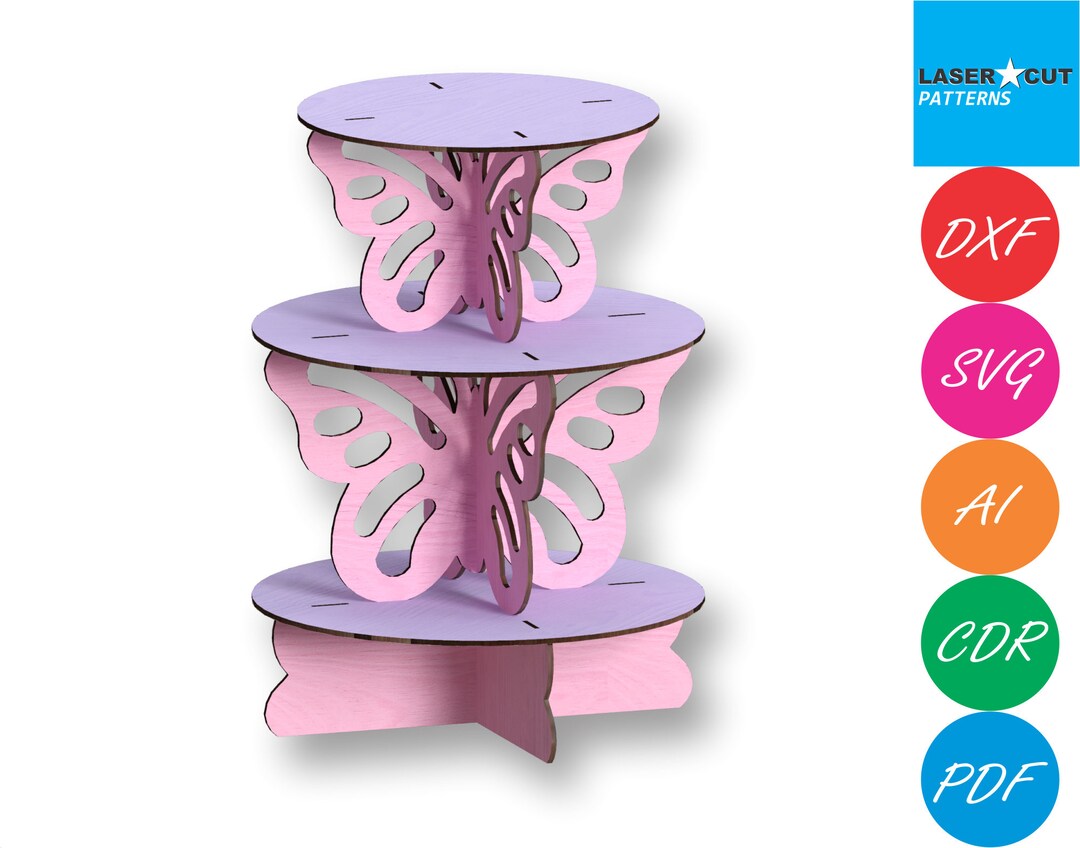 Butterfly Cupcake Standlaser Cut Files Laser Cut Template Etsy