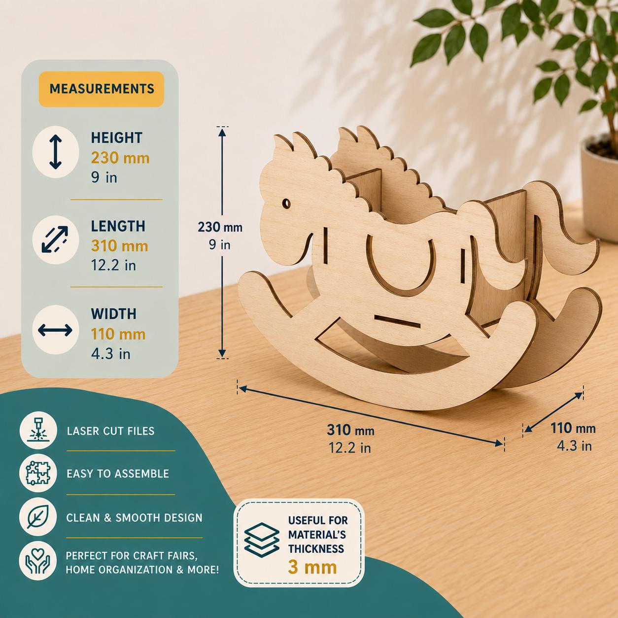 Box Rocking Horse Rocking Horse Box: Laser Cut Vector Plan (digital Download) - Etsy
