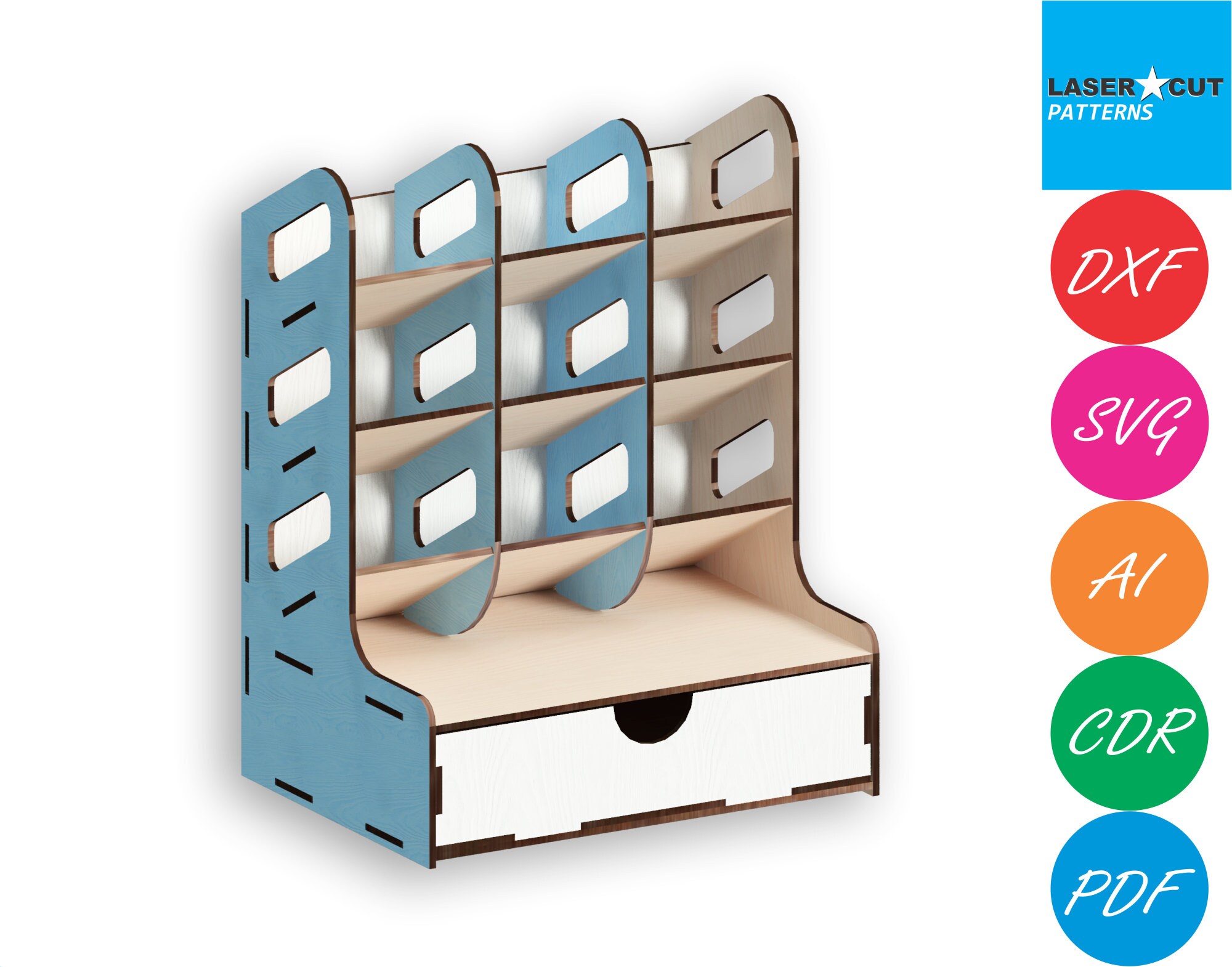 Desk Organizer Laser Cut Files SvgDxfPdfAiCdrEps Etsy