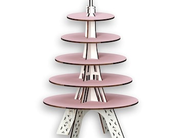 Eiffel Tower Cupcake Stand Laser Cut Files: 5-Tier Vector Model (Digital Download)