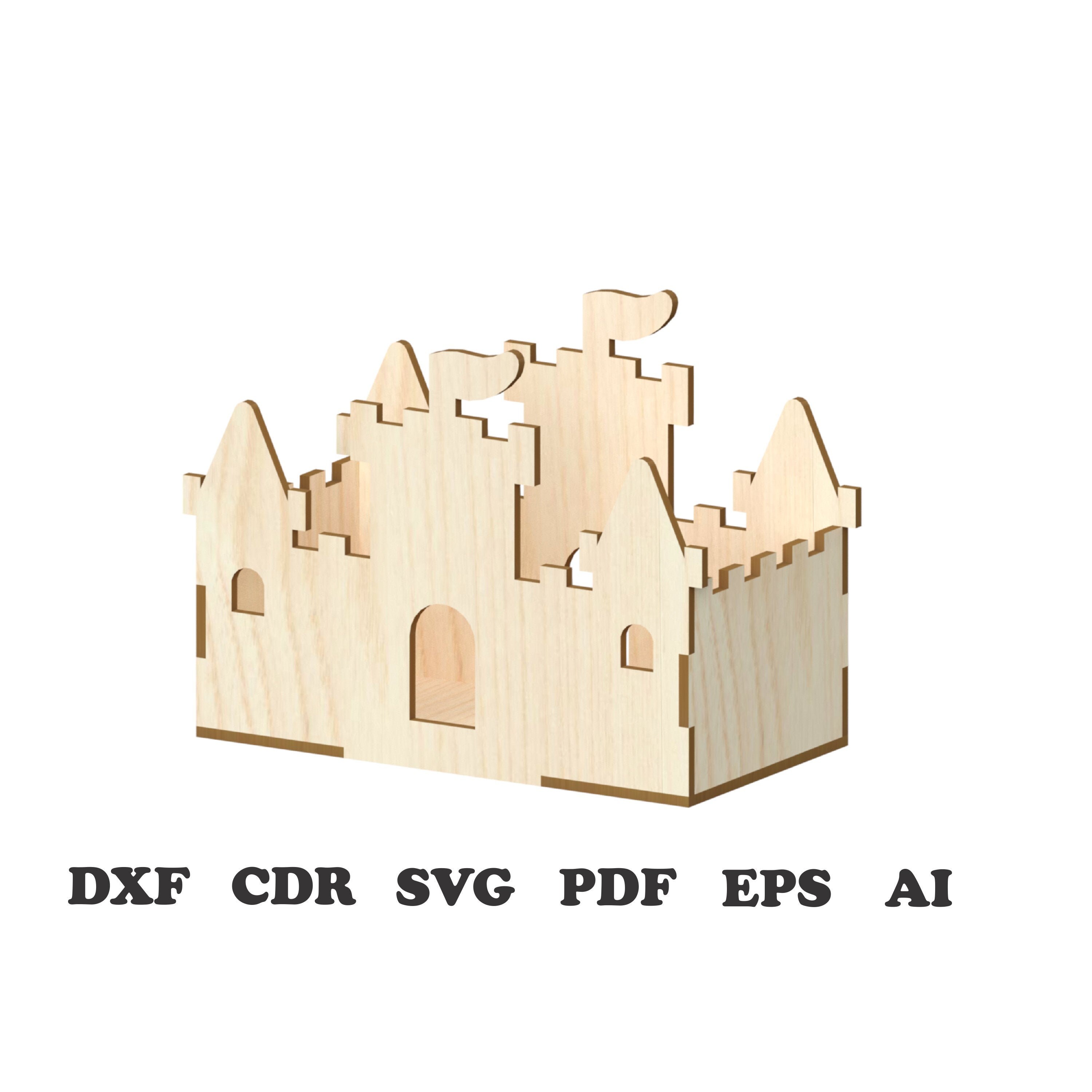 Castle boxLaser Cut Files laser cut template Vector for Etsy