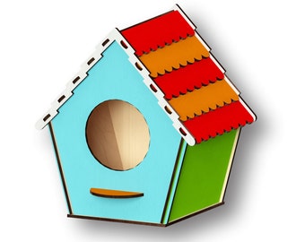 Birdhouse Laser Cut Files: Svg+Dxf+Pdf+Ai+Cdr+Eps (Instant Download)