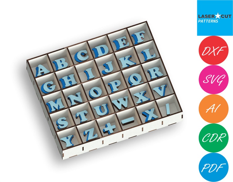 Alphabet Box Laser Cut Files Svgdxfpdfaicdreps Laser Etsy