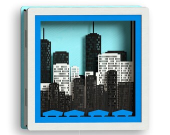 Light Box City, Laser Cut Files - Svg+Dxf+Pdf+Ai+Cdr+Eps - laser Files - Instant Download - laser cut template - laser cut pattern