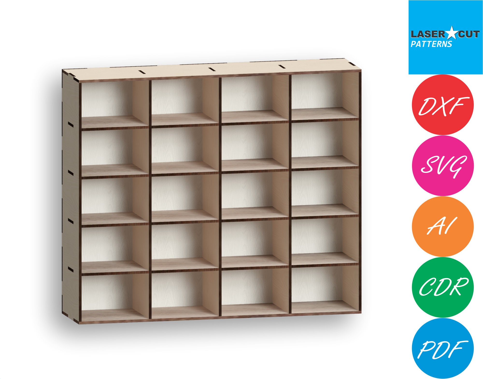 Shelf with DivisionsLaser Cut Files laser cut template Etsy