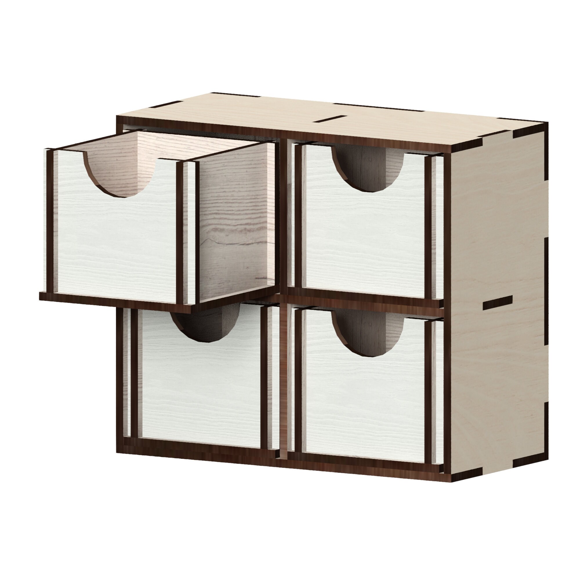 Box With Drawers 2x2,laser Cut Files - Svg+dxf+pdf+ai+cdr+eps - Laser ...
