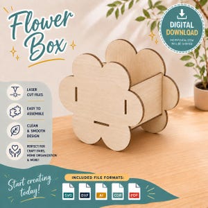 Blumenkasten Laser Cut Vektormuster CNC (Digitaler Download)