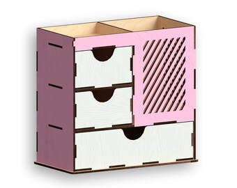Laser Cut Desk Organizer Files: 3mm Plywood Template (Digital Download)