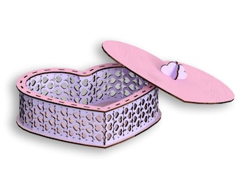 Heart Jewelry Box Laser Cut Files (Digital Download)