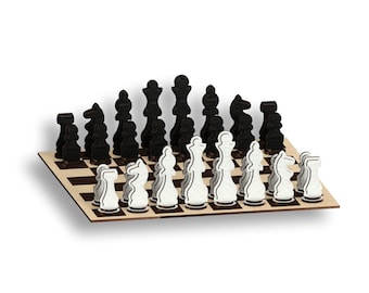 Chess Set, Pattern Vector for Laser Cutting CNC,svg,laser cut template,laser cut pattern,vector model,vector plan,Instant download