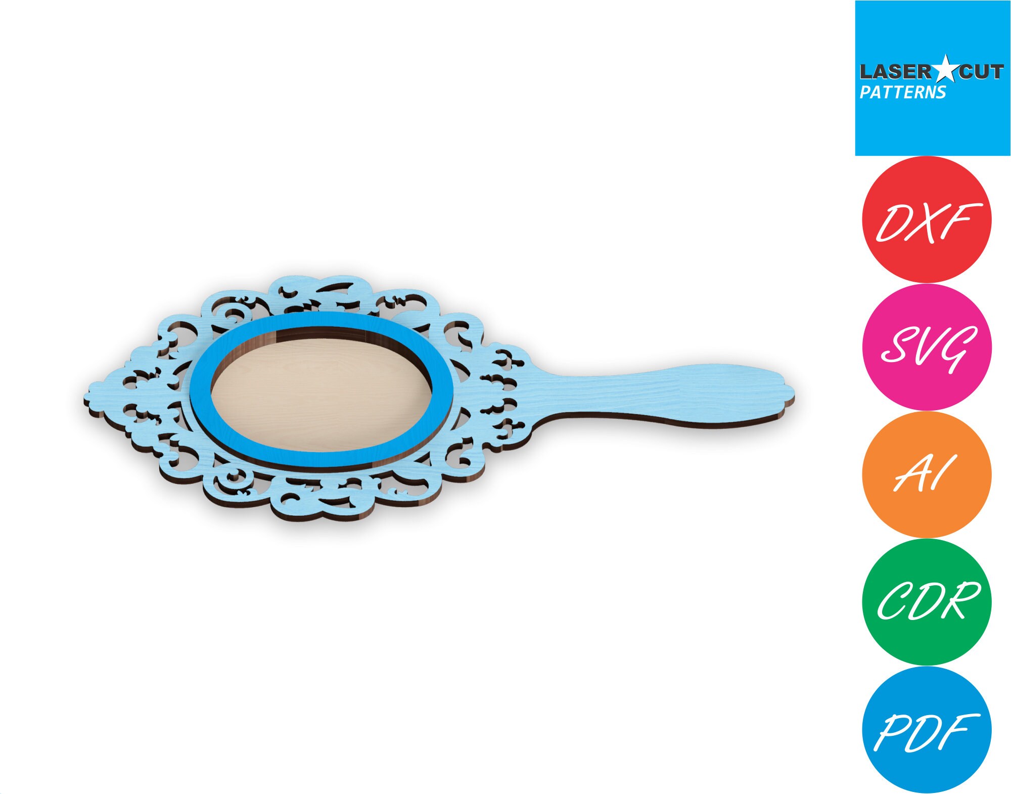 Princess Hand Mirror Laser Cut Files Svgdxfpdfaicdreps Etsy Canada