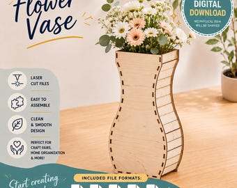 Flower Vase Pattern Vector for Laser Cutting CNC, Instant download
