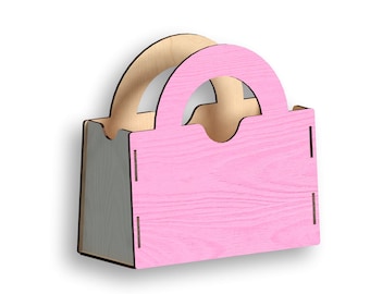 Patrón de bolsa de caja cortada con láser: Modelo vectorial CNC (Descarga digital)