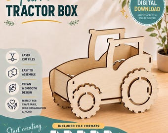 Laser Cut Farm Tractor Box Template: Vector Files (3.2mm, Digital Download)