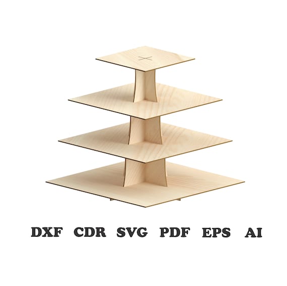 Square Cupcake Stand Pattern Vector for Laser Cutting CNC, svg, Dxf,laser vector designs,laser vector files,laser patterns,Instant download