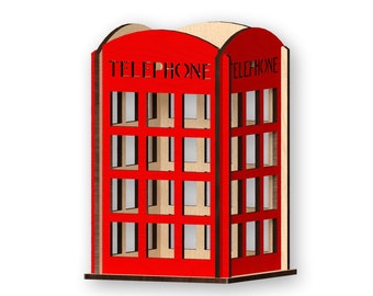 London Telephone Box Pen Holder Laser Cut Files (Digital Download)