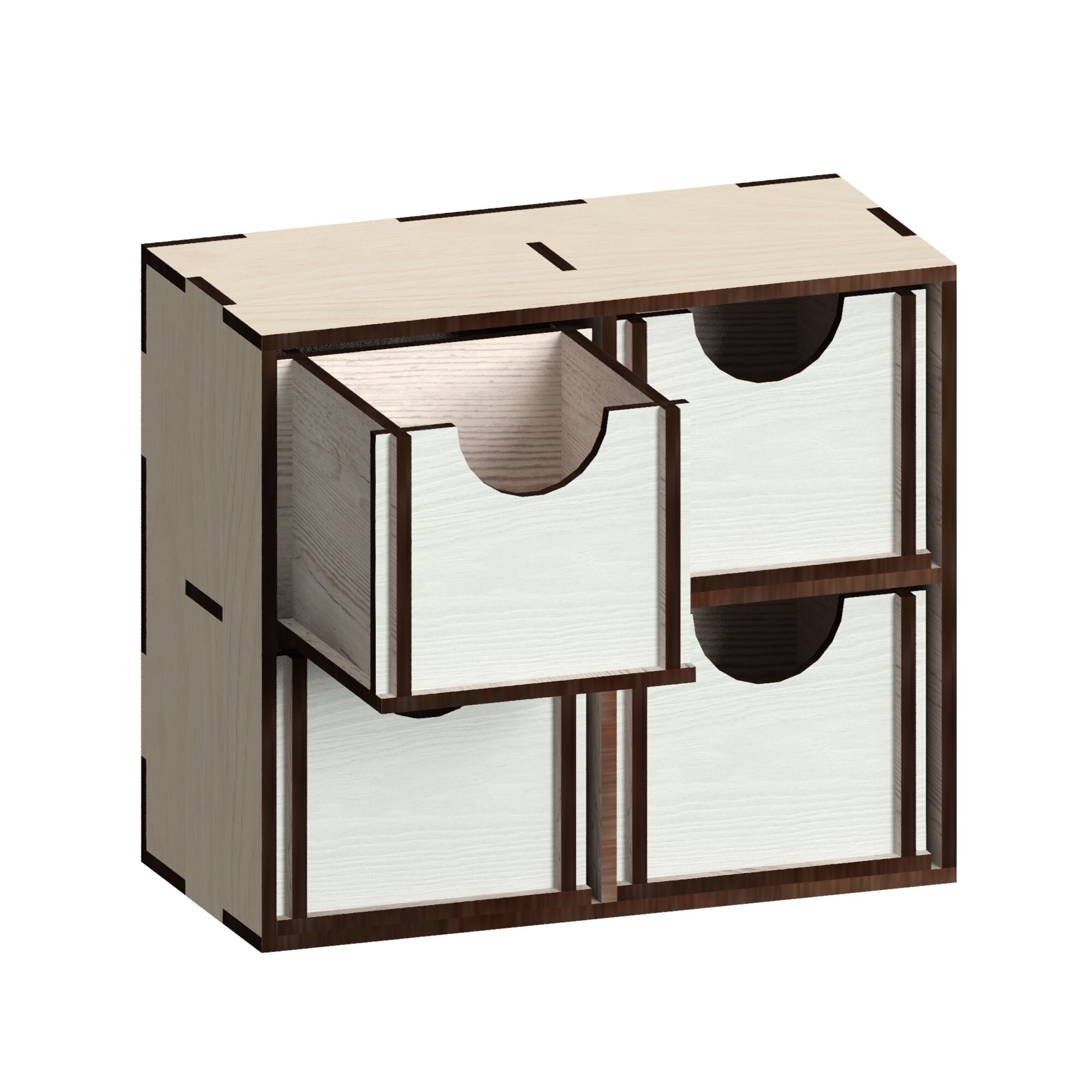 Box With Drawers 2x2,laser Cut Files - Svg+dxf+pdf+ai+cdr+eps - Laser ...