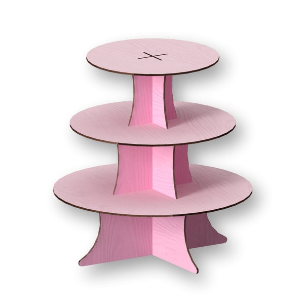 3 tier round cupcake stand, Laser Cut Files, laser cut template, Vector for Laser, laser cut pattern, vector model, Instant download