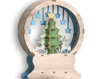 Snowball Christmas Tree, Laser Cut Files - Svg+Dxf+Pdf+Ai+Cdr+Eps - laser Files - Instant Download - laser cut template - laser cut pattern